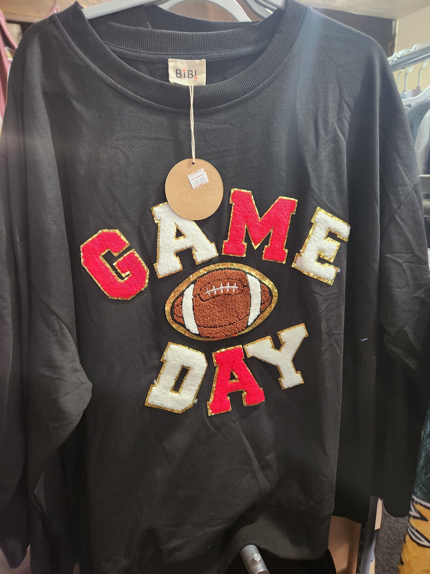 Game Day Letter patches loose fit sweatshirt
