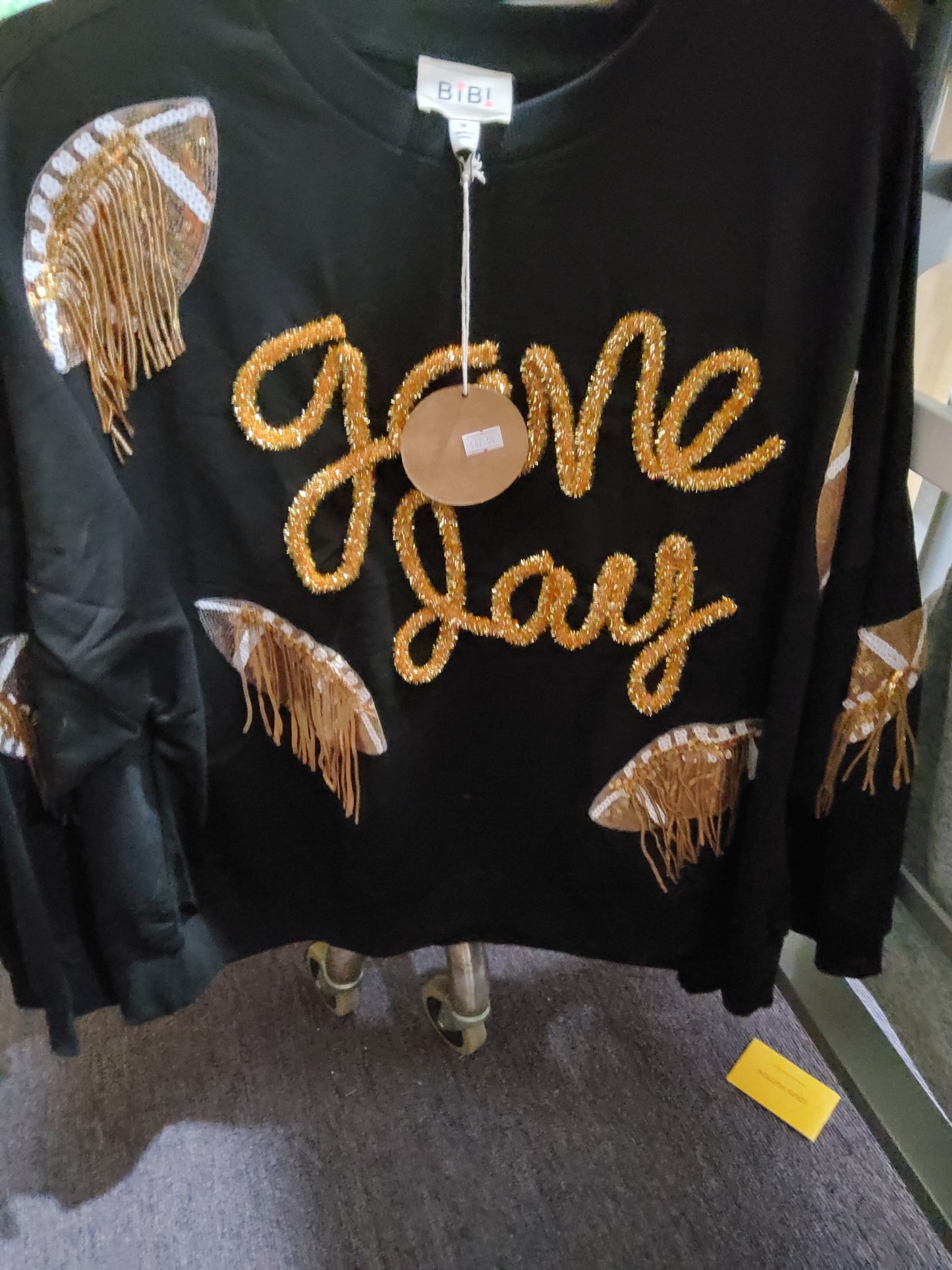 Gold Fringe Football Game Day Sweatshirt