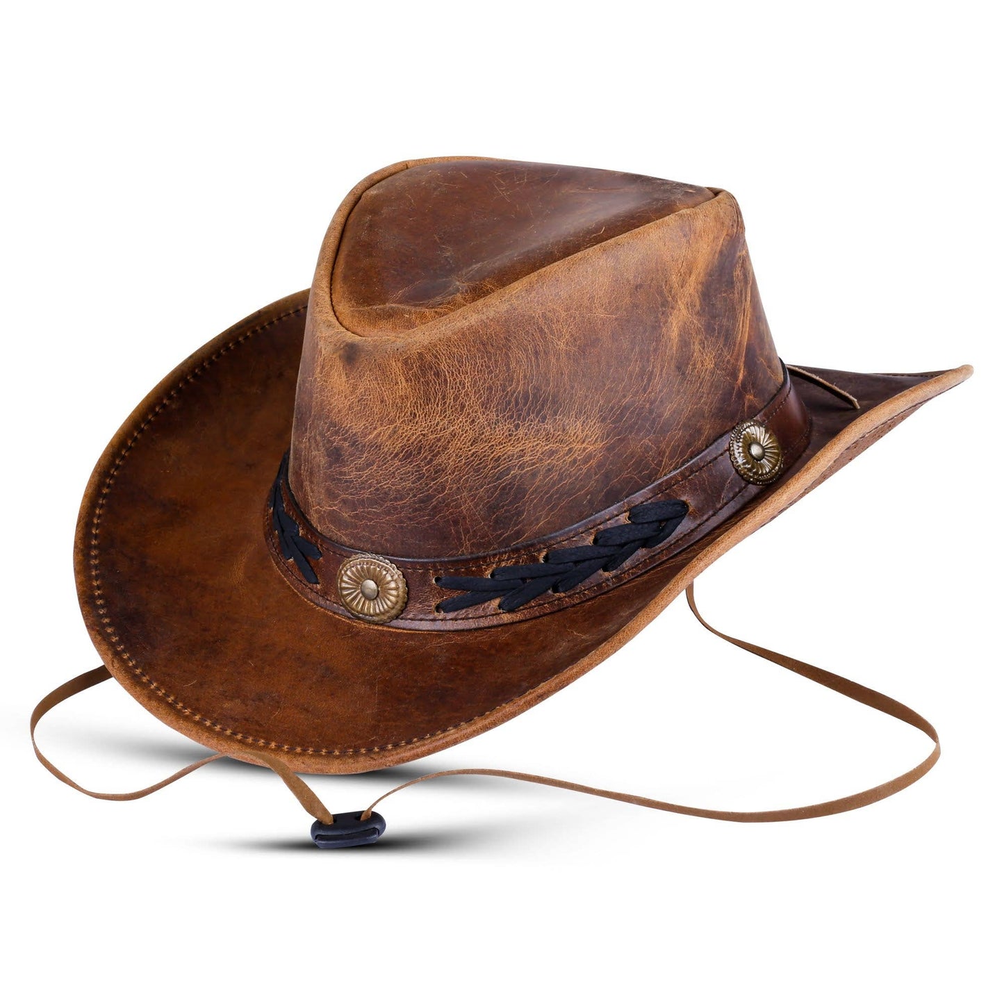Shapeable Western Brown Leather Outback Cowboy Hat: Unisex, Size: Small