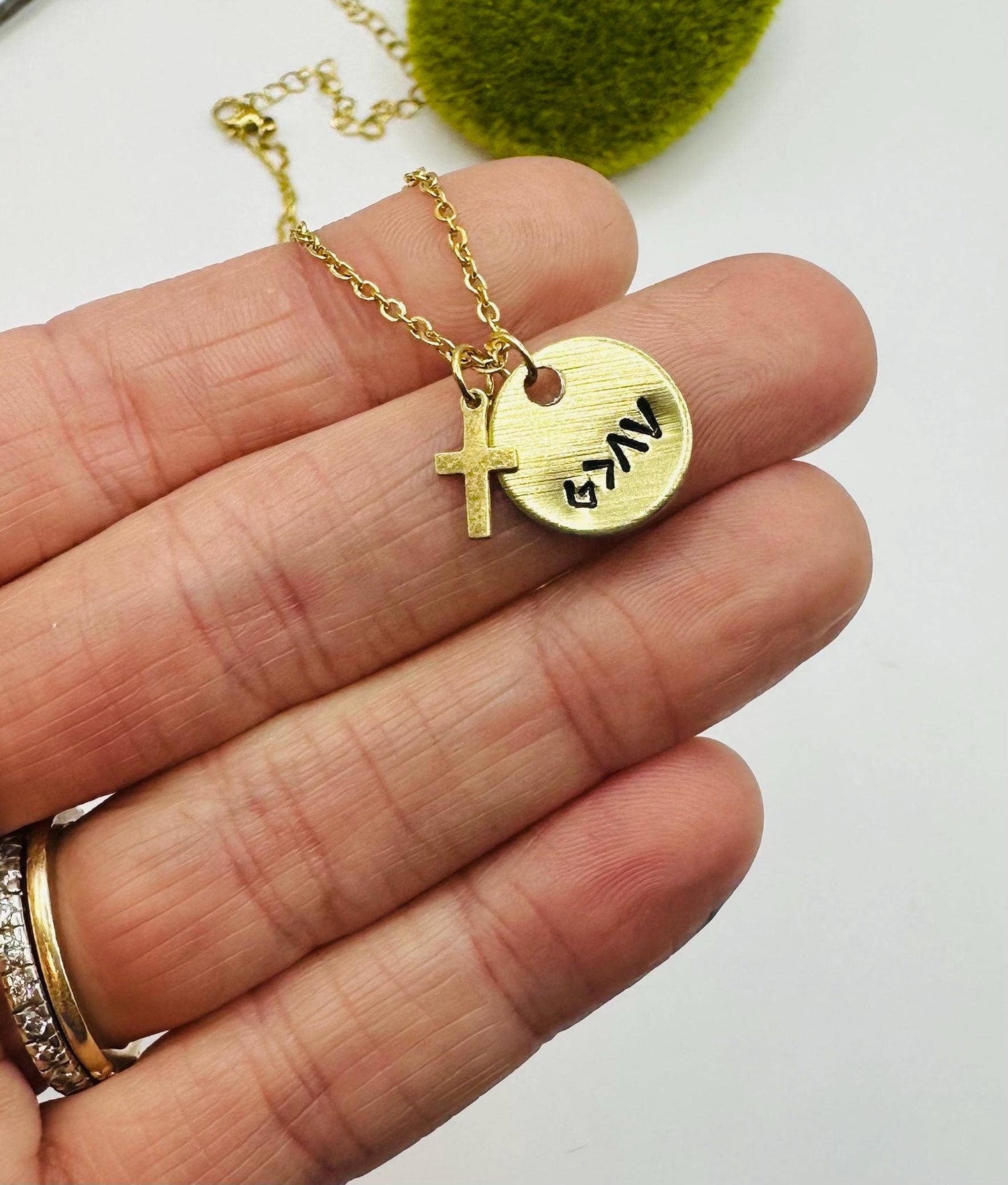 Dainty Cross Necklace God Highs and Lows: Yellow Gold/Necklace & Card Only