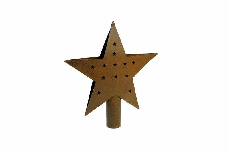 12-1/4" Primitive Rusty Tin Tree Topper