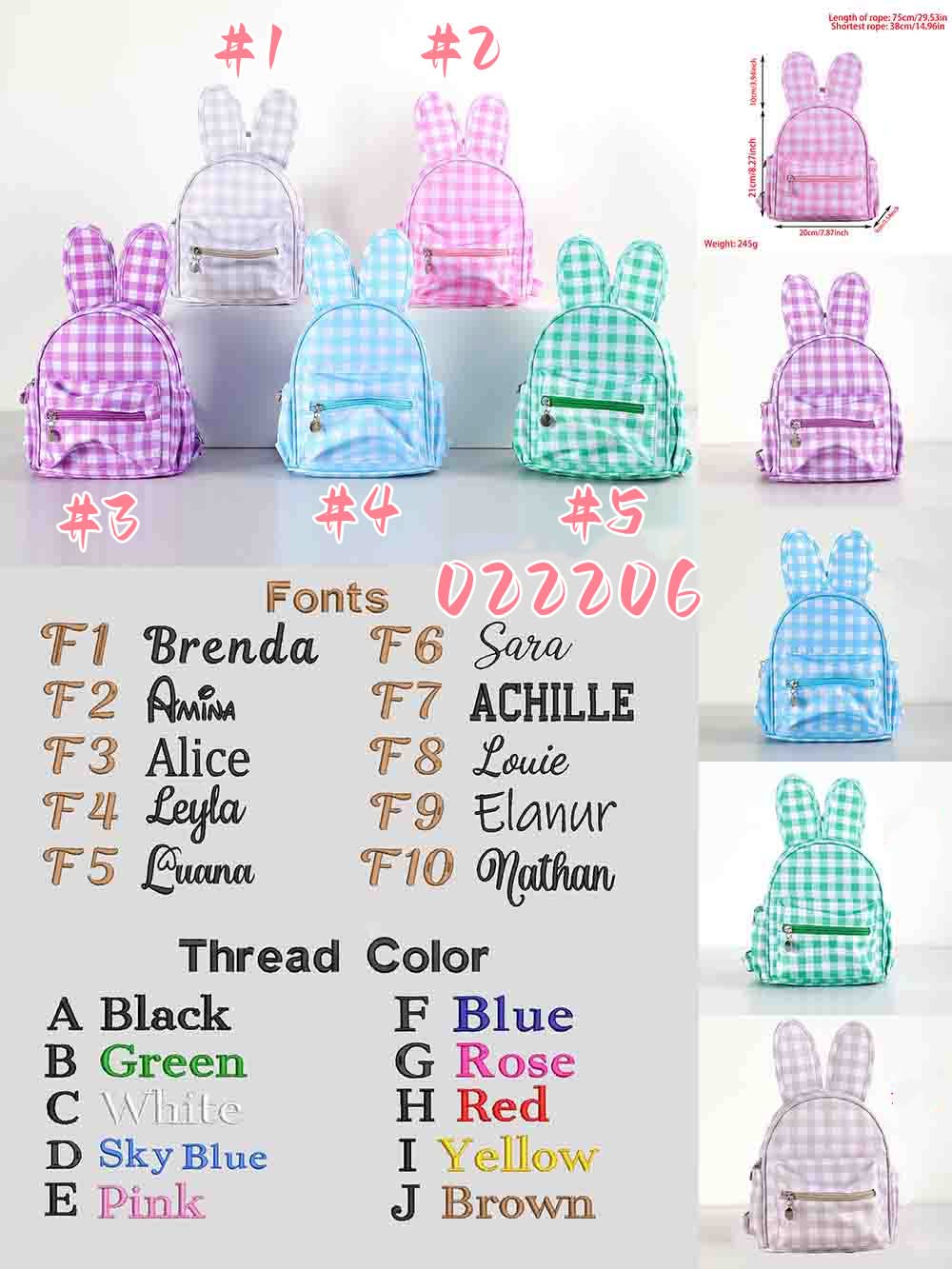 Custom Embroidered Mini Bunny Backpacks