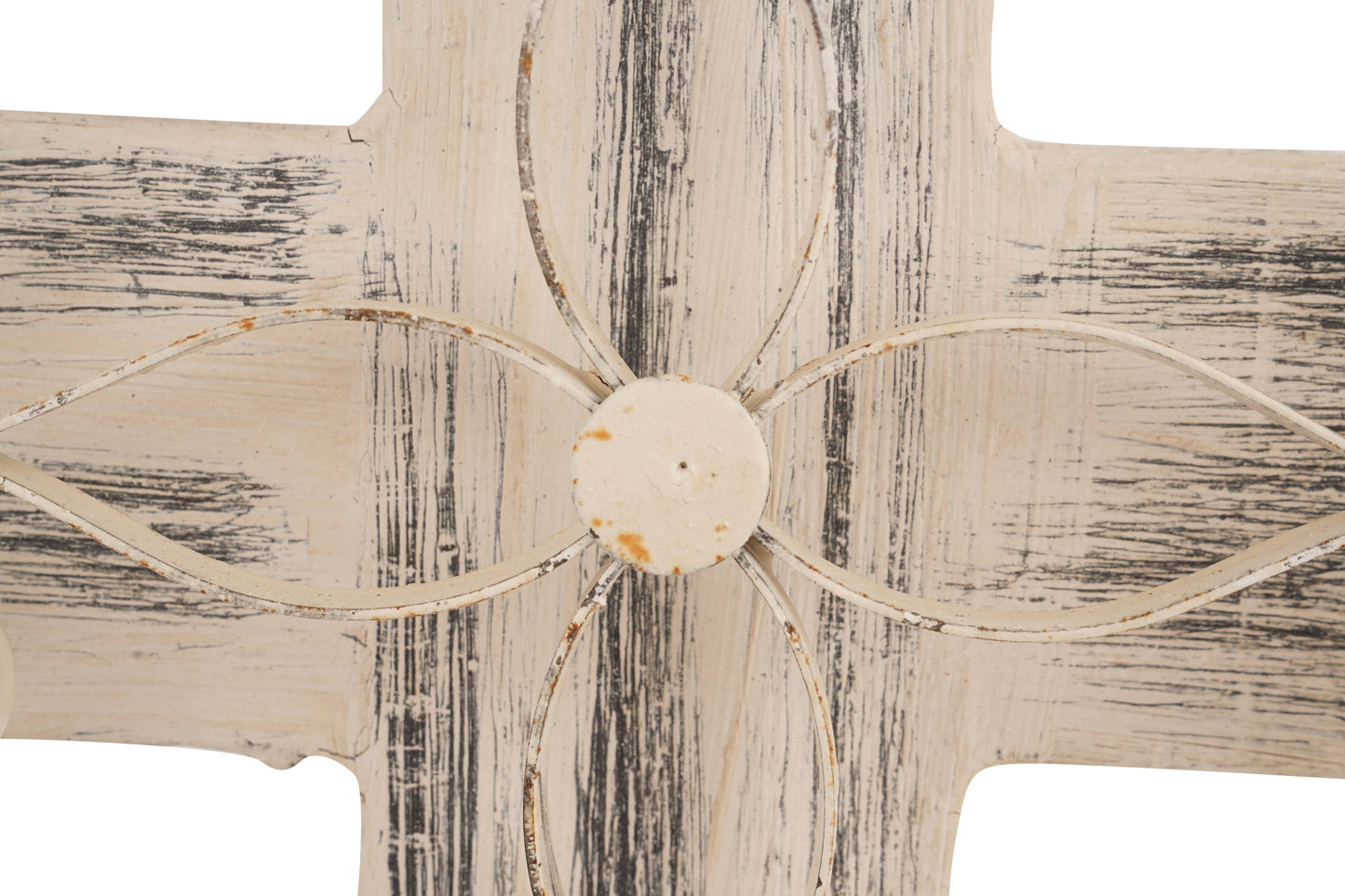 Laredo Pedestal Wood Cross-Farmhouse-Wood & Iron: Vintage White -8x17Hx4D