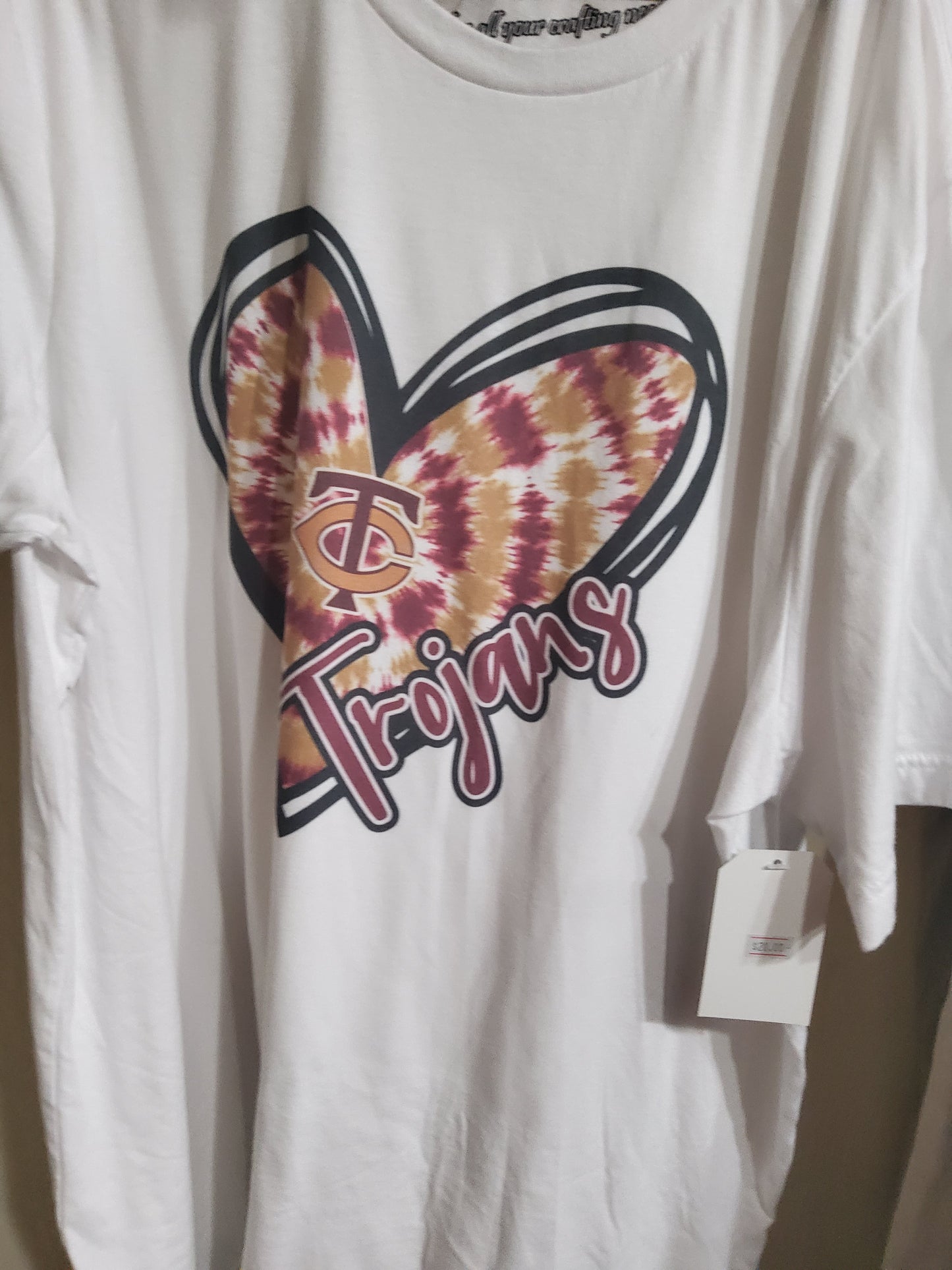 California Trojans Tie Dye Logo Heart
