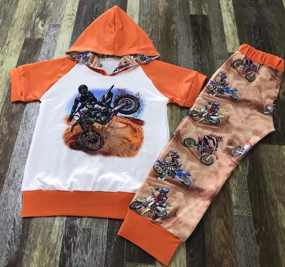 Dirt Bike Orange Hooded