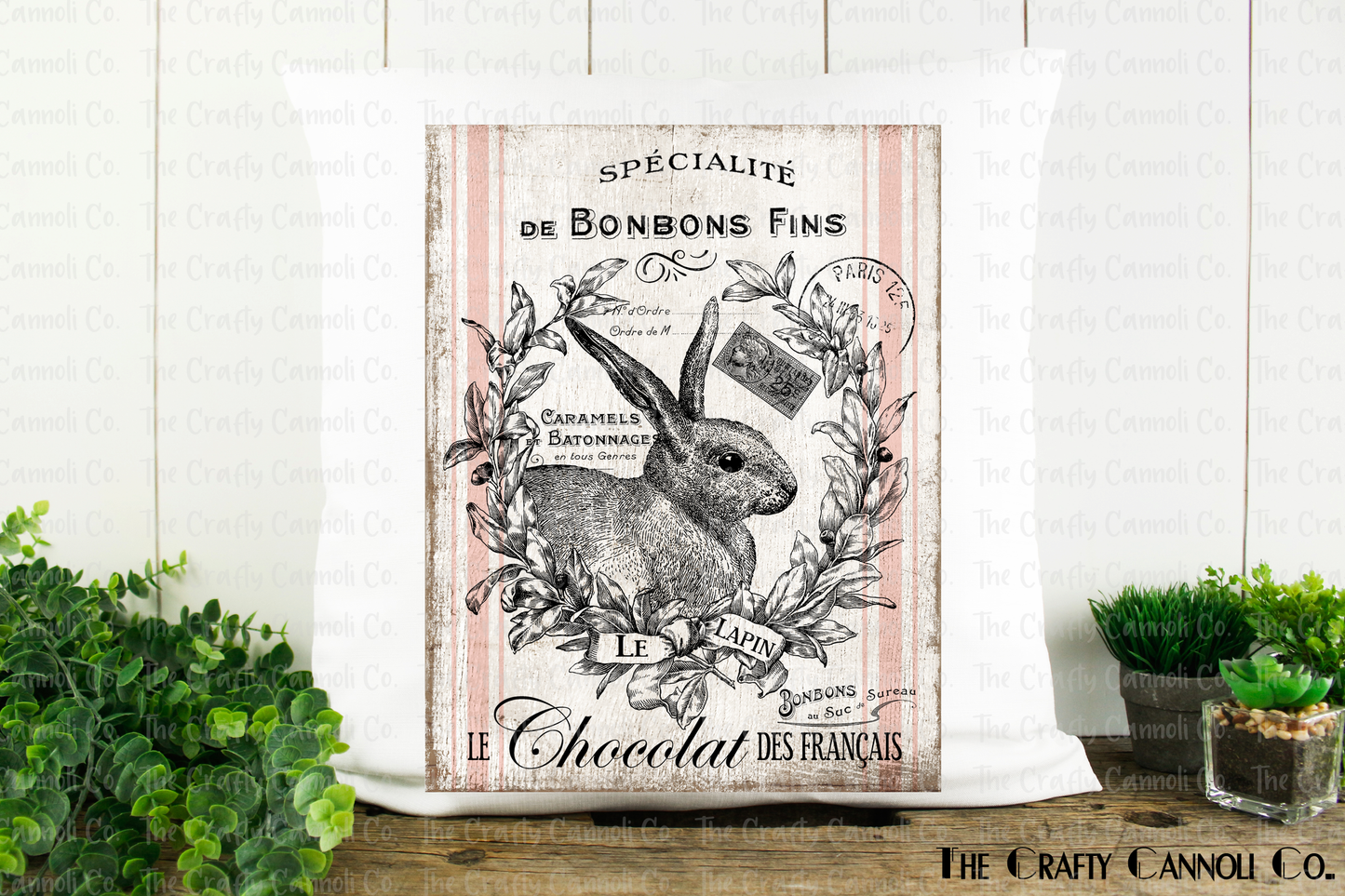 Pink Vintage Rabbit Pillow