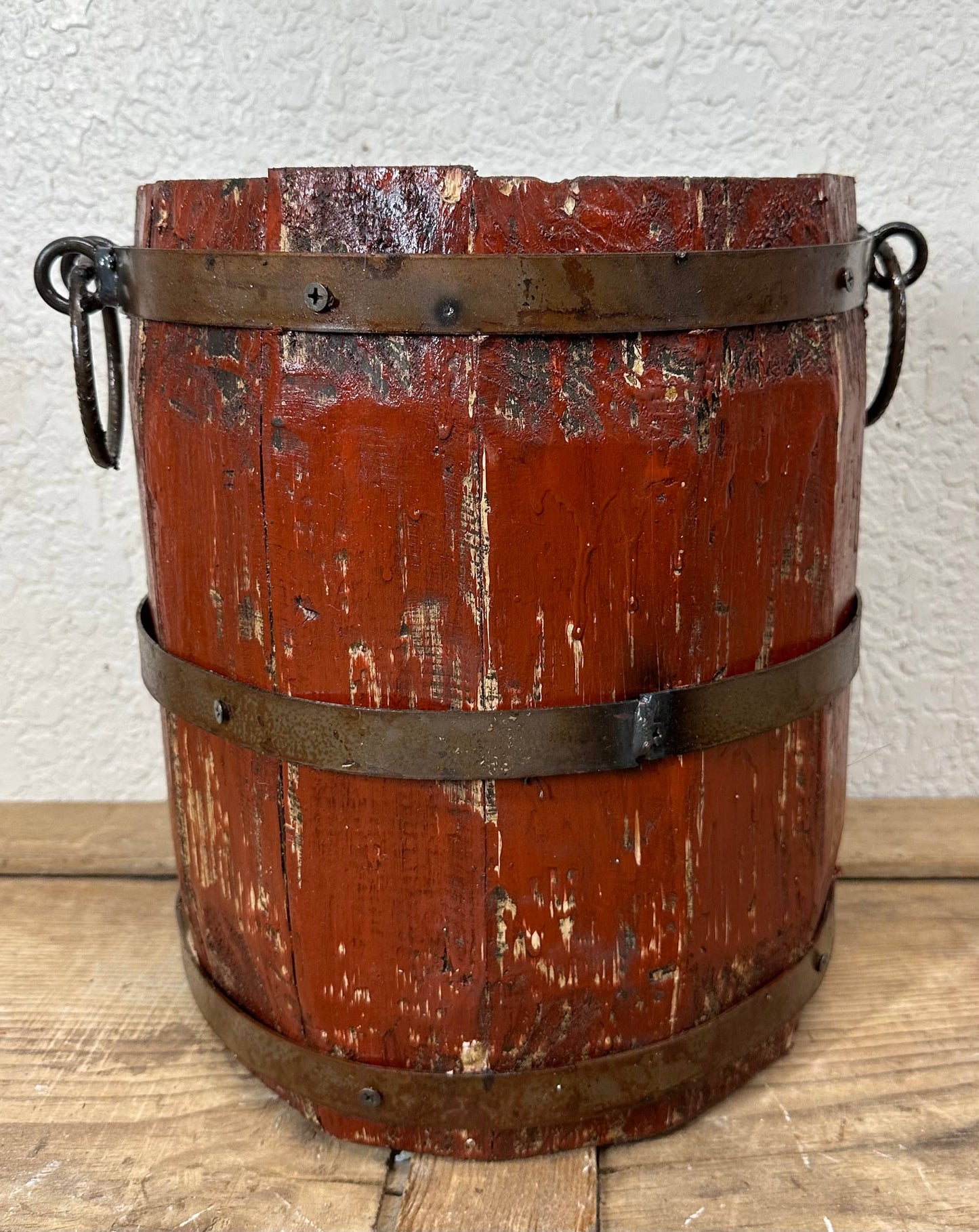 Small Rustic Trim Bucket - Red