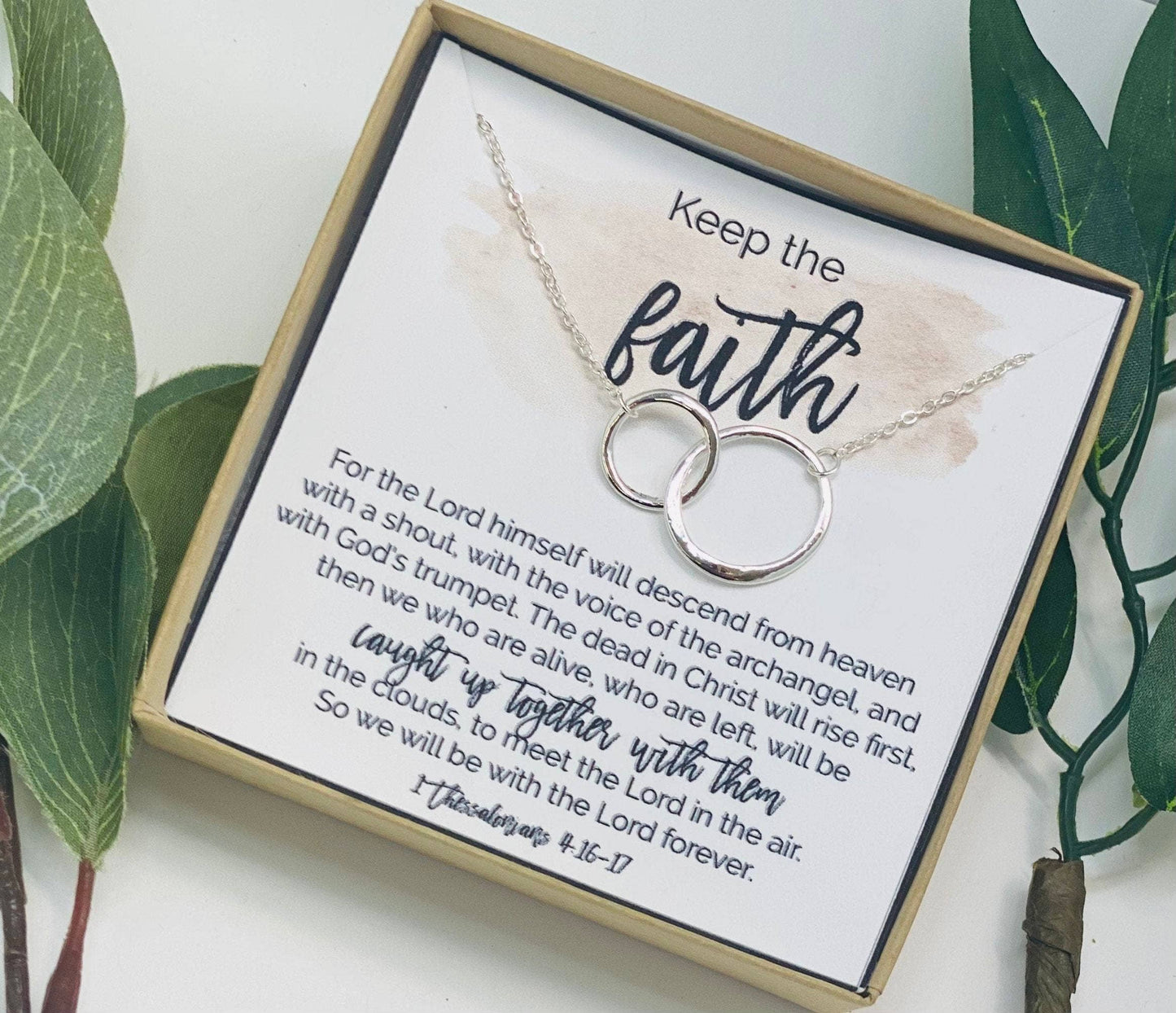 Keep the faith, Circle necklace, Christian card: Silver/Necklace & Card Only