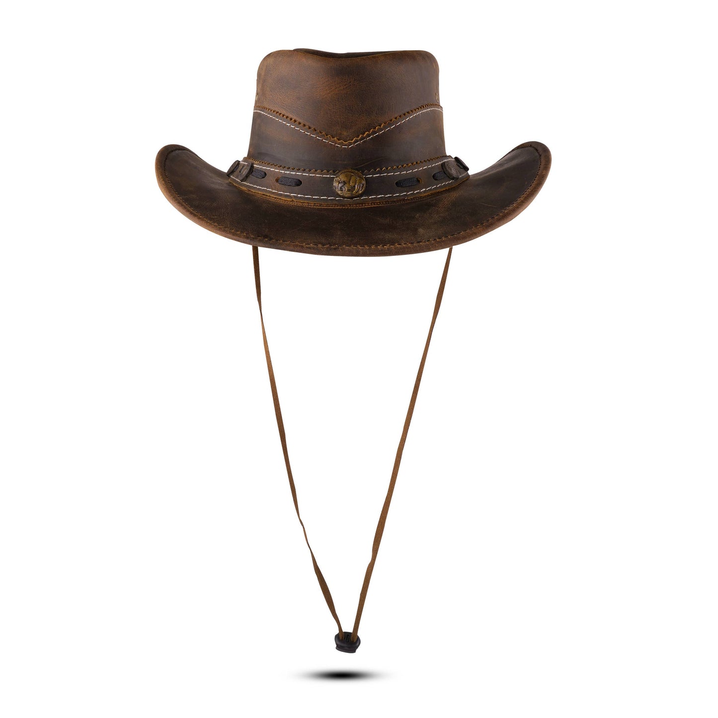 Brown Shapeable Western Leather Outback Cowboy Hat: Unisex, Size: XL