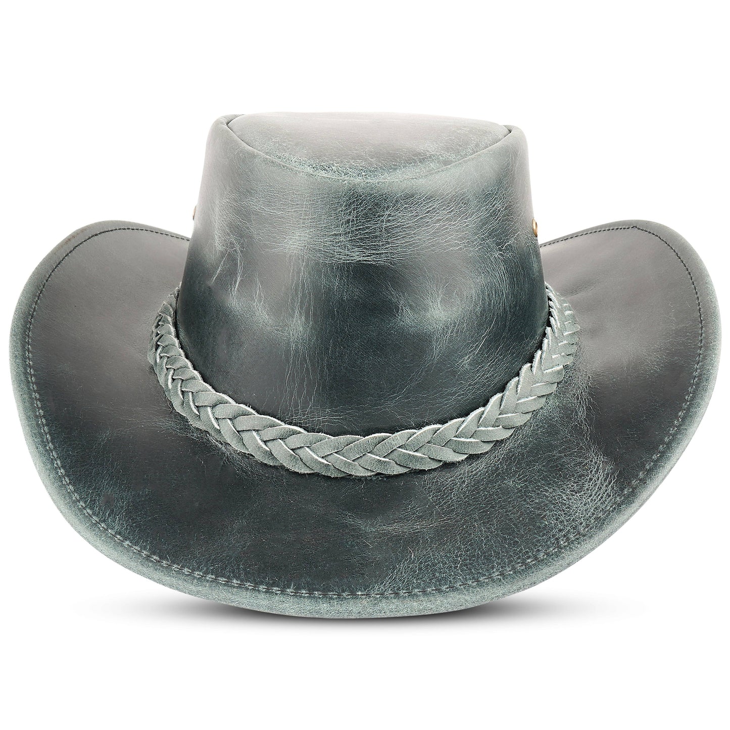 Black Western Leather Outback Cowboy Hat: Unisex, Size: XXL