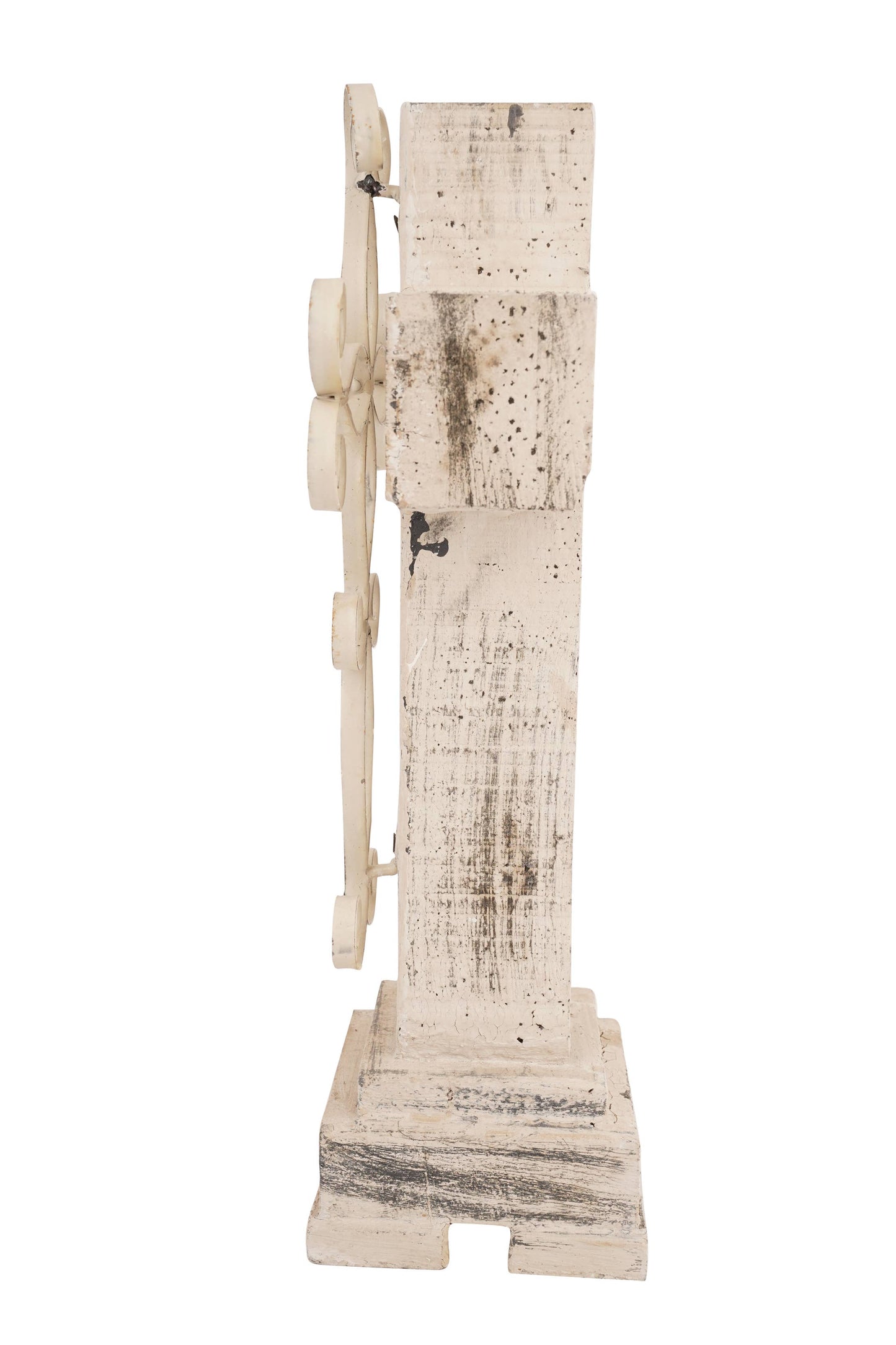 Laredo Pedestal Wood Cross-Farmhouse-Wood & Iron: Vintage White -8x17Hx4D