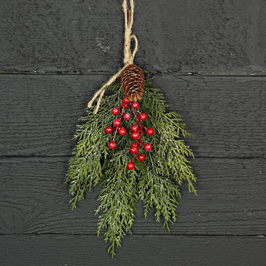Sparkle Bundle Real Touch Cedar with Red Berries - 16"