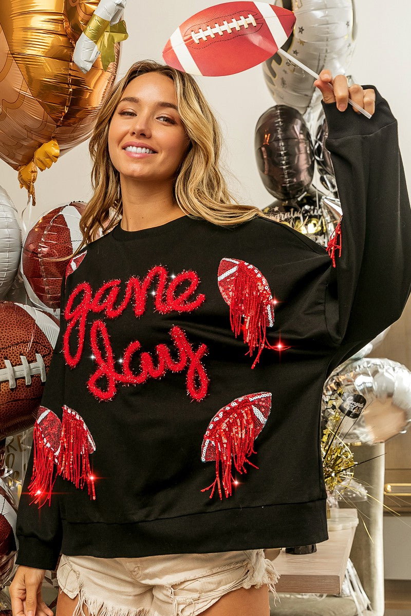 Sequin Football Game Day Sweatshirt