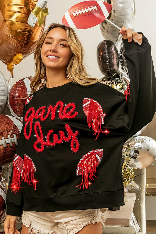 Sequin Football Game Day Sweatshirt