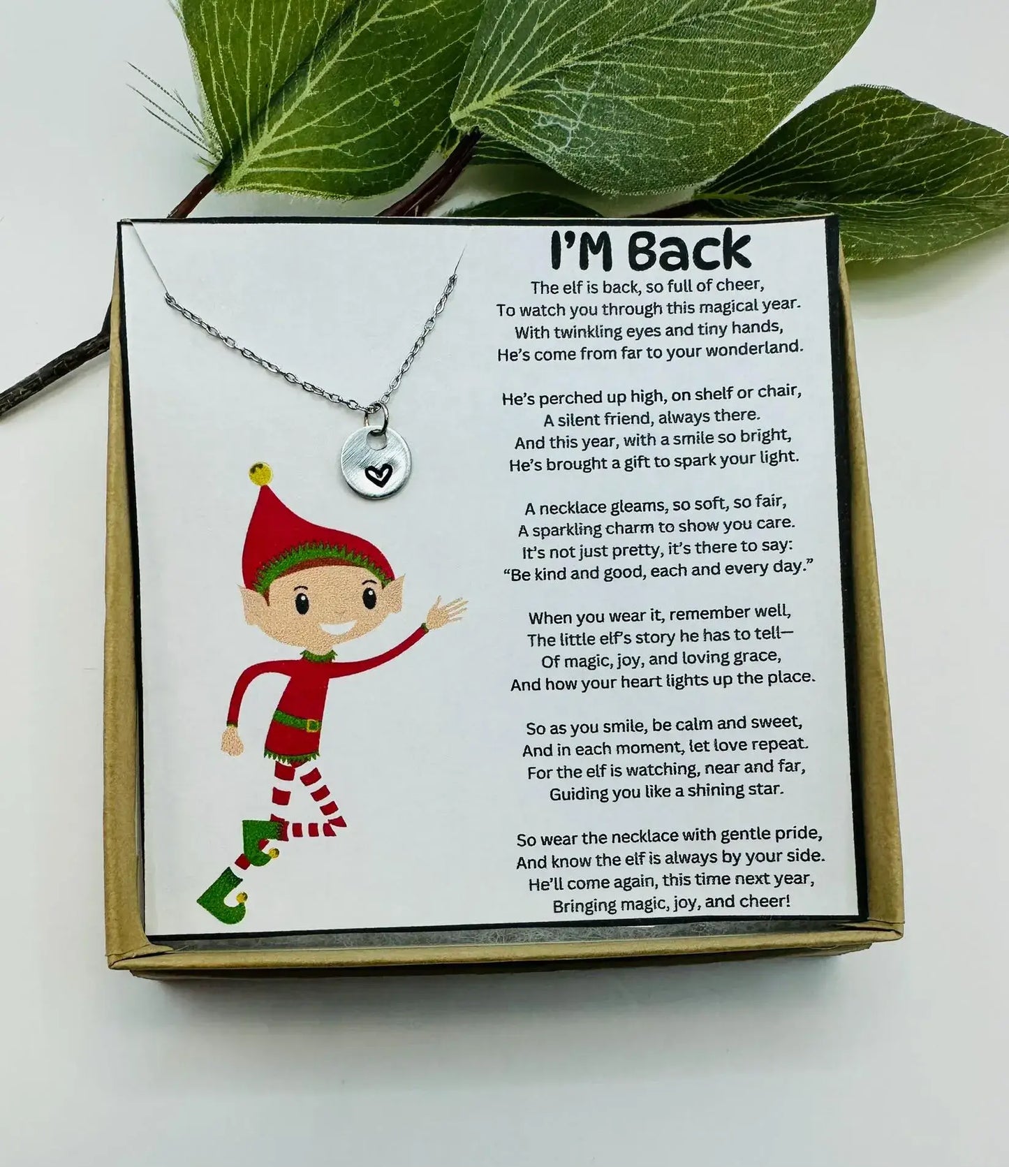 Christmas Gift from Elf to Child with Note : Silver / Necklace & Card Only