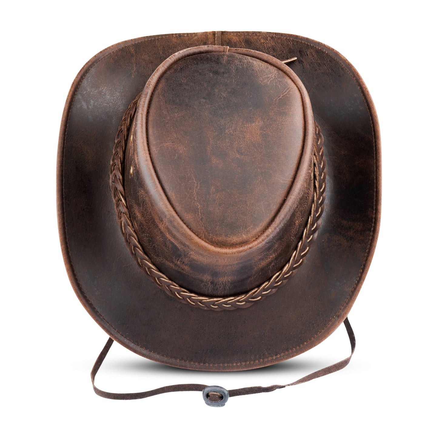 Brown Western Leather Outback Cowboy Hat: Unisex, Size: Extra Large