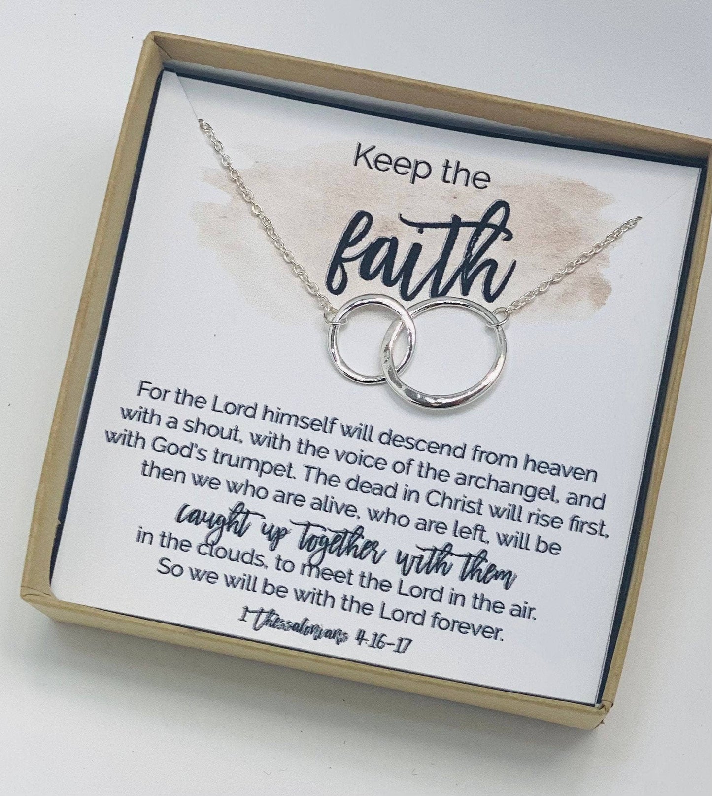 Keep the faith, Circle necklace, Christian card: Silver/Necklace & Card Only