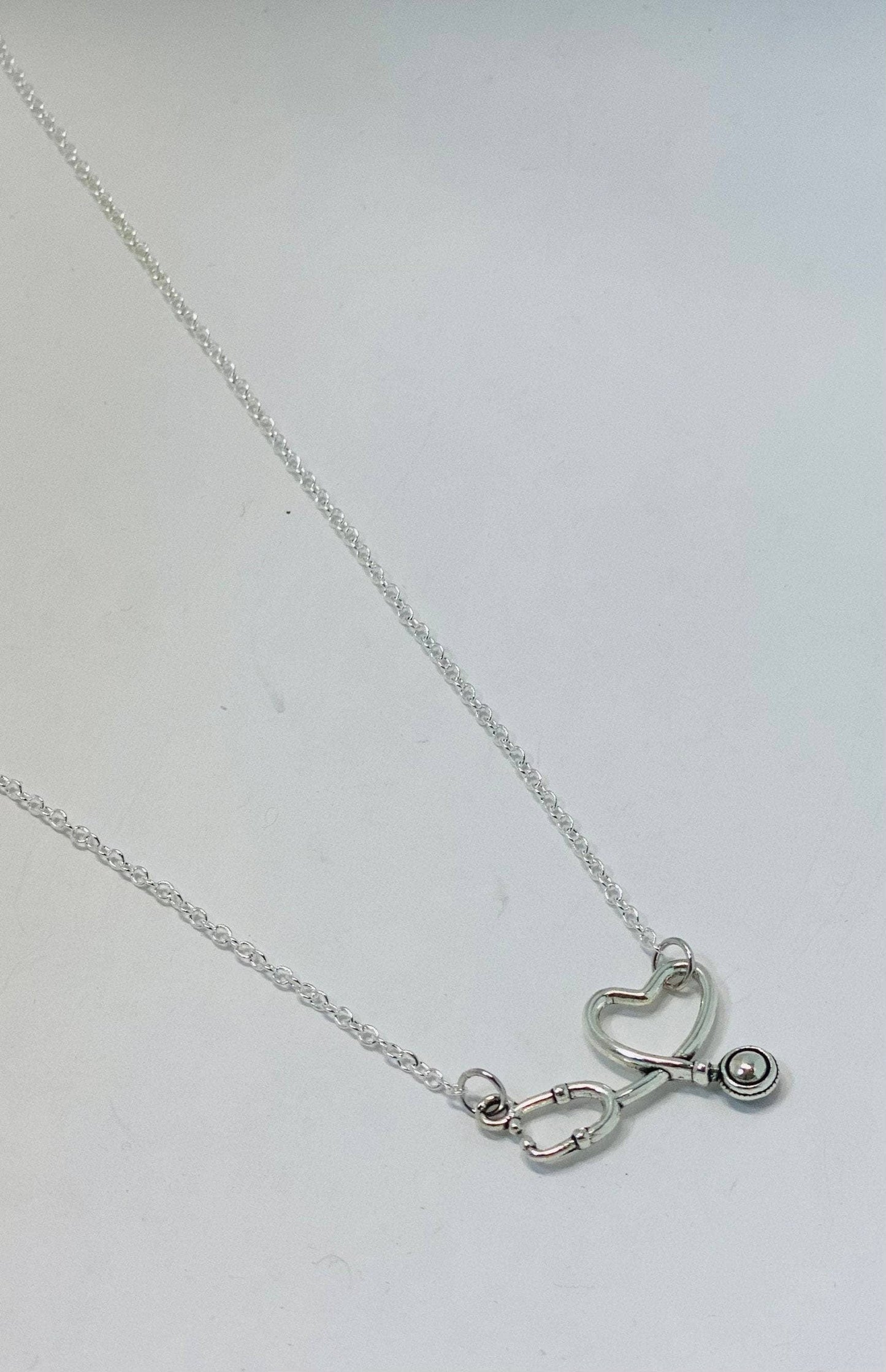 Nurse Stethoscope necklace: Silver/Necklace & Card Only