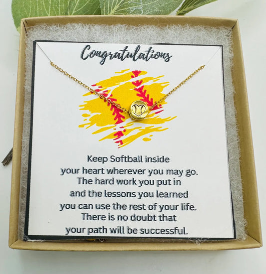 Softball Necklace: Silver/Necklace & Card Only