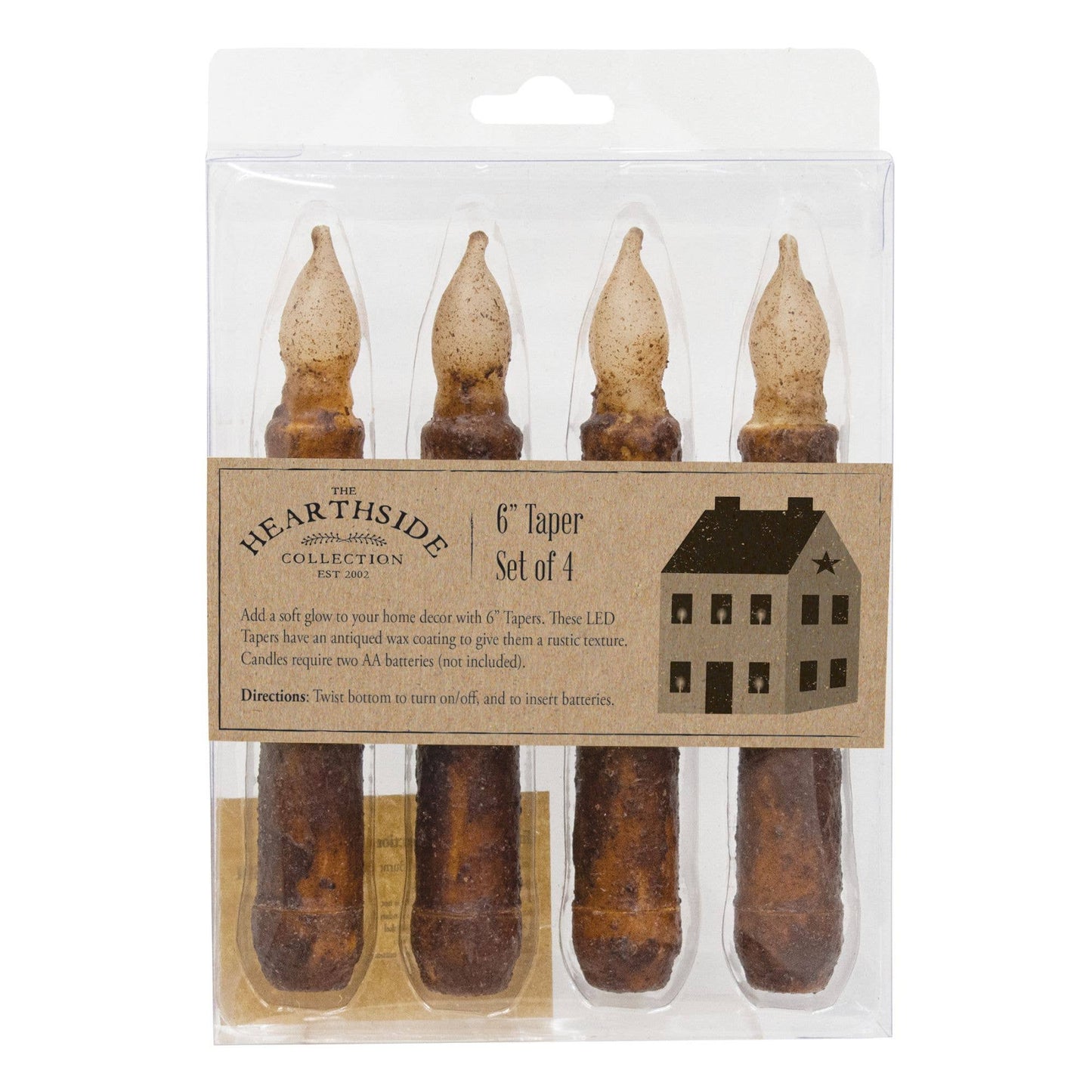 Burnt Mustard LED Tapers, 4/Pkg