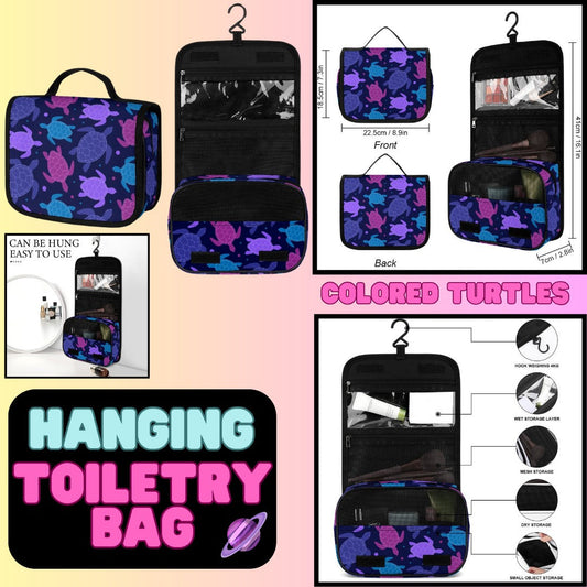 COLORED TURTLES - HANGING TOILETRY BAG-PREORDER CLOSING 8/26