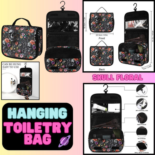 SKULL FLORAL - HANGING TOILETRY BAG-PREORDER CLOSING 8/26
