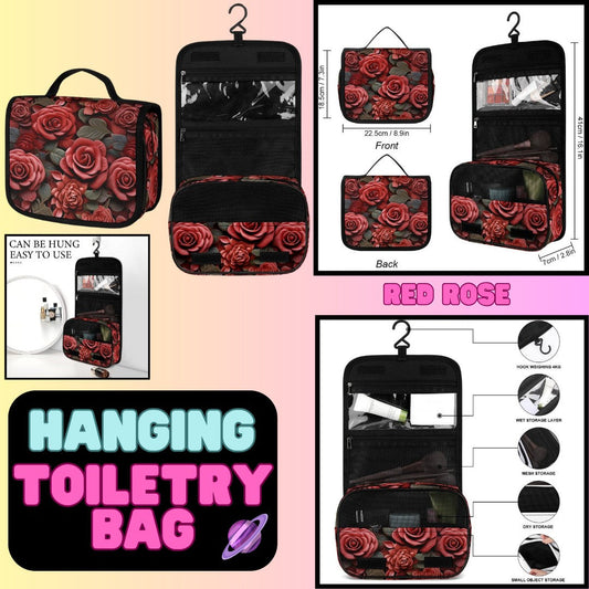 RED ROSE - HANGING TOILETRY BAG-PREORDER CLOSING 8/26
