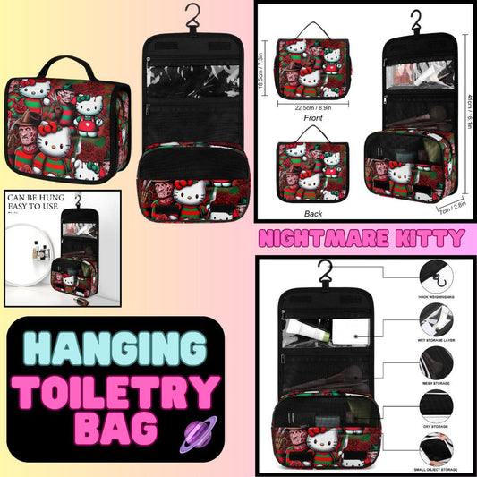 NIGHTMARE KITTY - HANGING TOILETRY BAG-PREORDER CLOSING 8/26