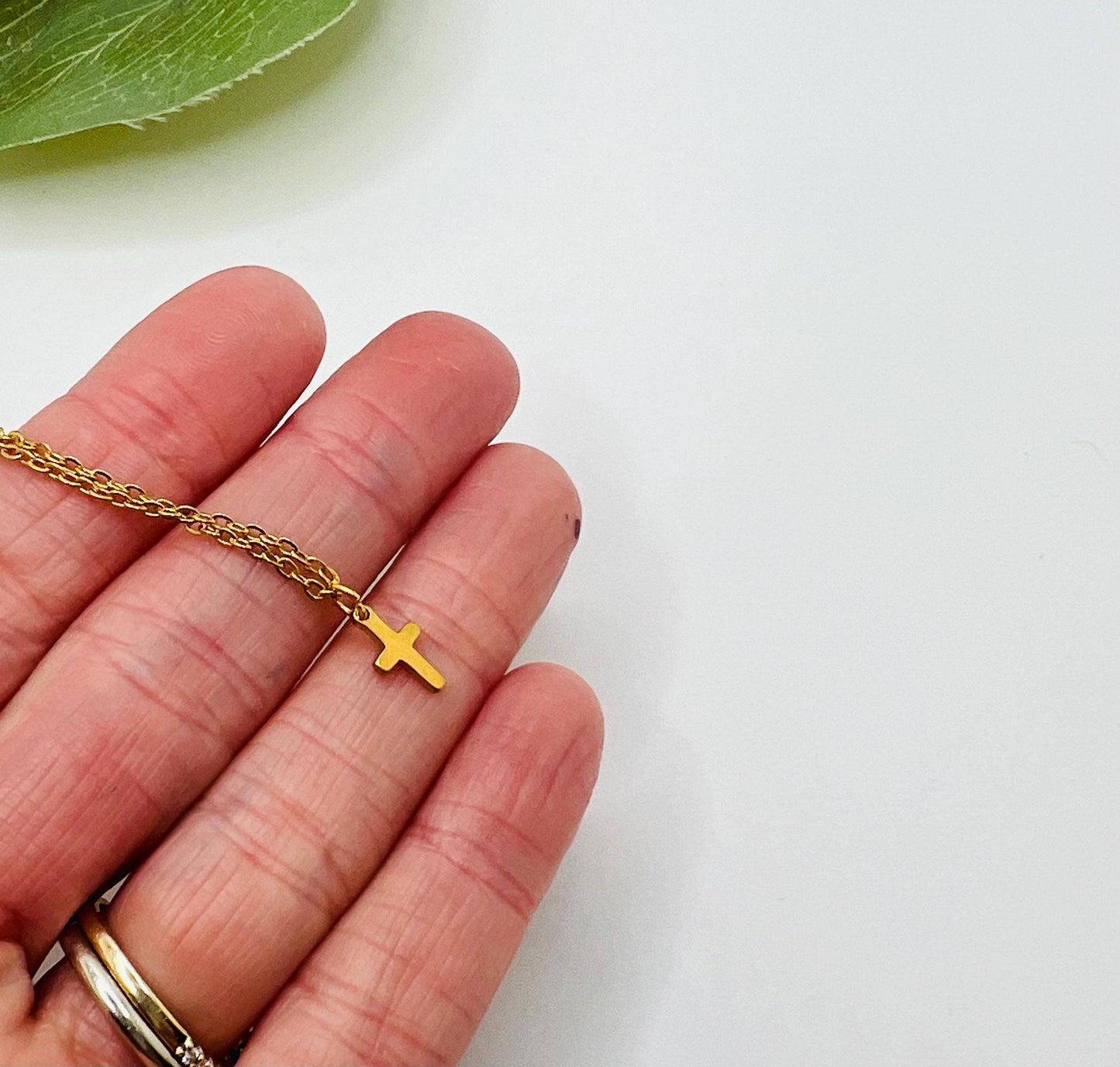 Dainty Cross Necklace God Highs and Lows: Yellow Gold/Necklace & Card Only