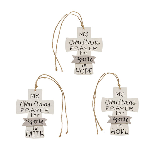 My Christmas Prayer Wooden Cross Ornament - 3 Asstd.