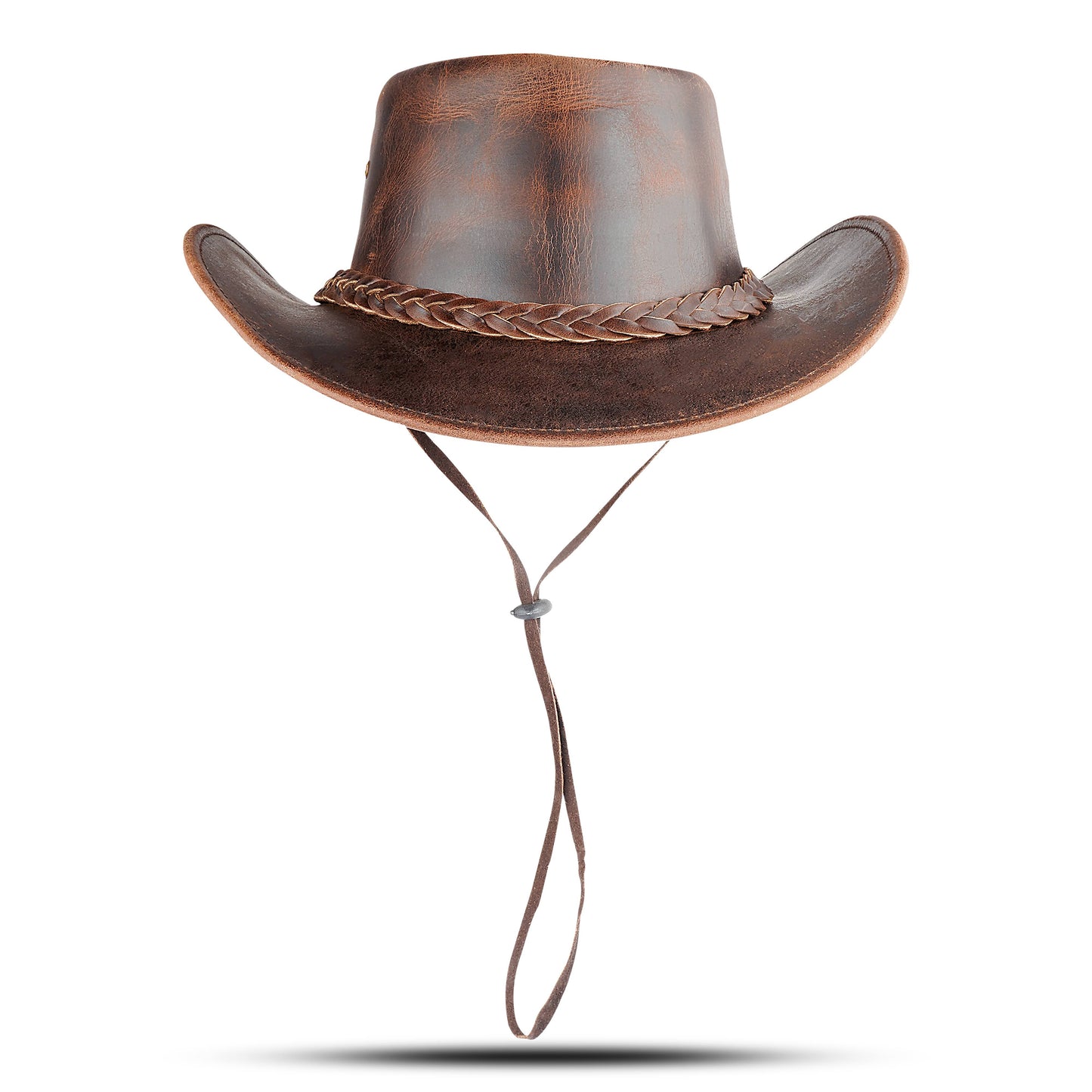 Brown Western Leather Outback Cowboy Hat: Unisex, Size: Extra Large