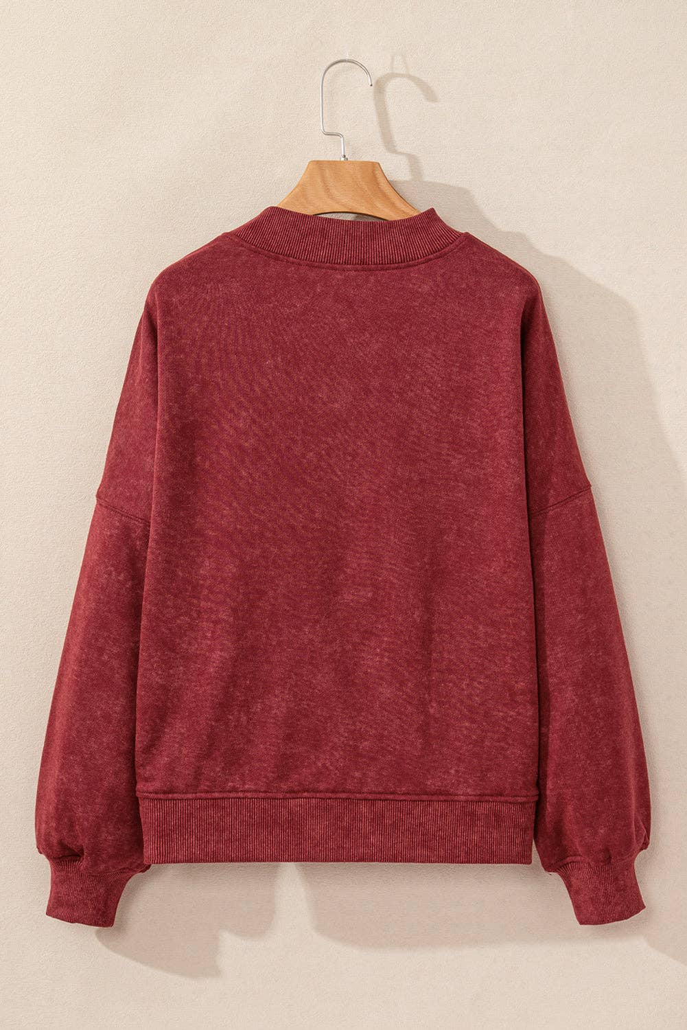 Women’s Washed Drop Shoulder Crewneck Sweatshirt: Red Dahlia / M