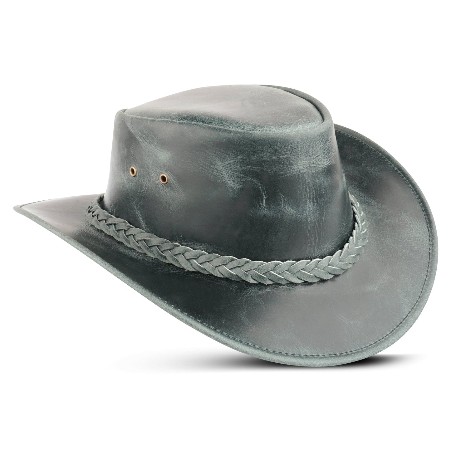 Black Western Leather Outback Cowboy Hat: Unisex, Size: XXL