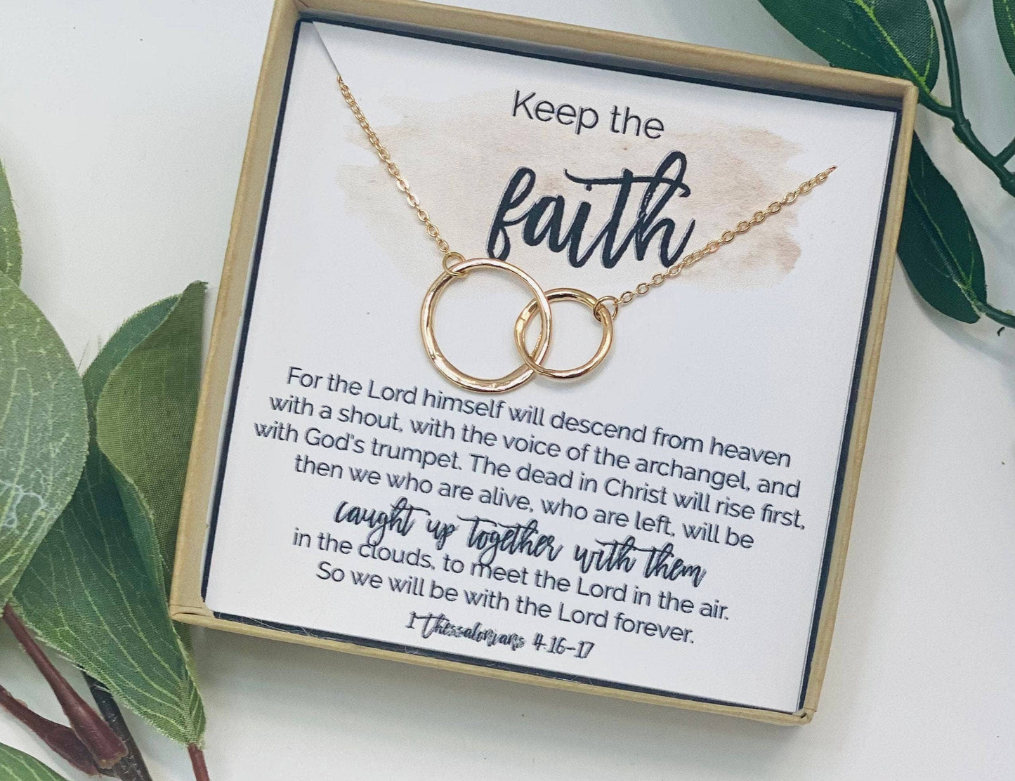 Keep the faith, Circle necklace, Christian card: Silver/Necklace & Card Only