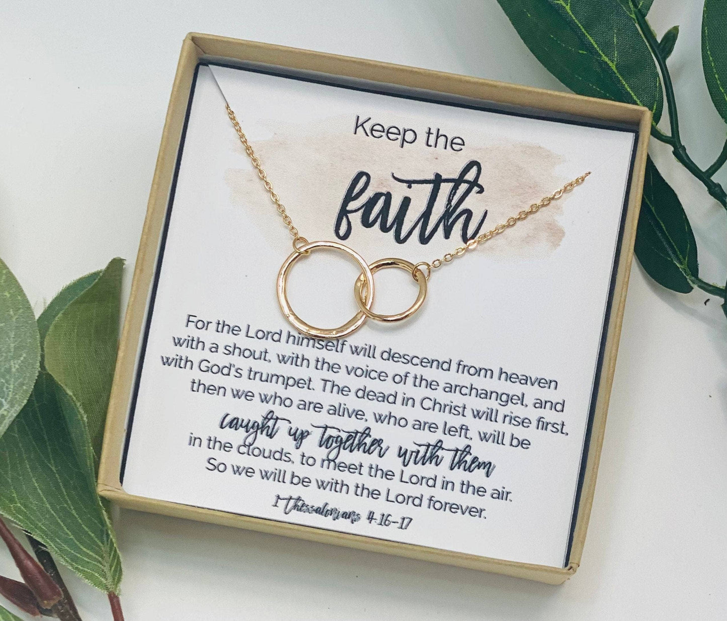 Keep the faith, Circle necklace, Christian card: Silver/Necklace & Card Only