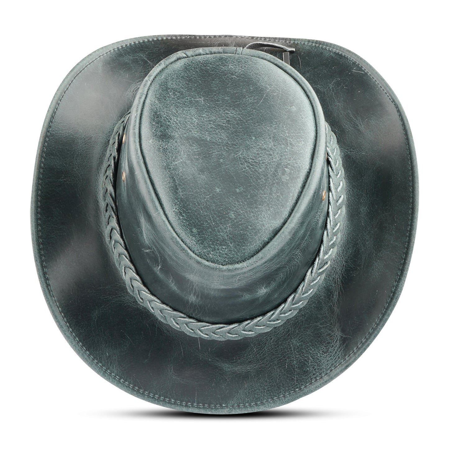 Black Western Leather Outback Cowboy Hat: Unisex, Size: XXL