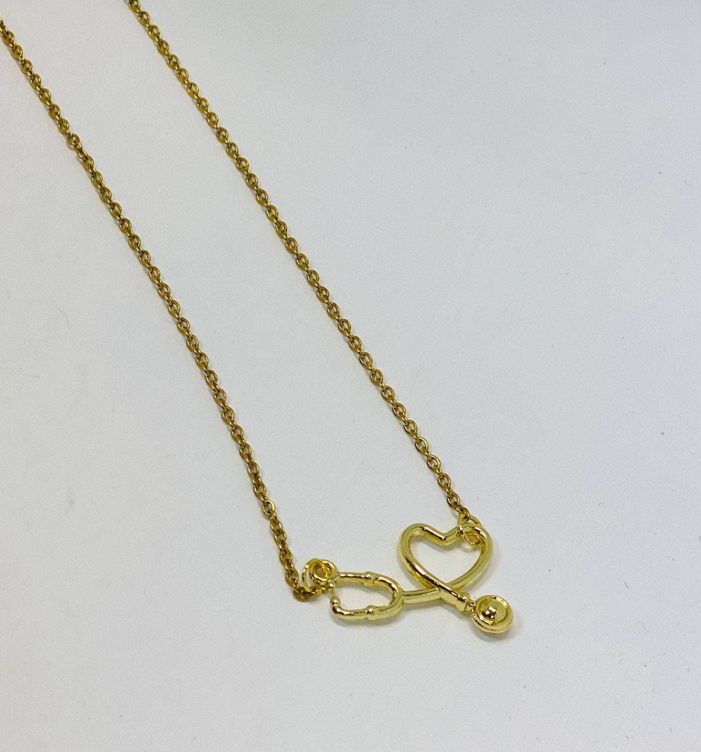 Nurse Stethoscope necklace: Silver/Necklace & Card Only