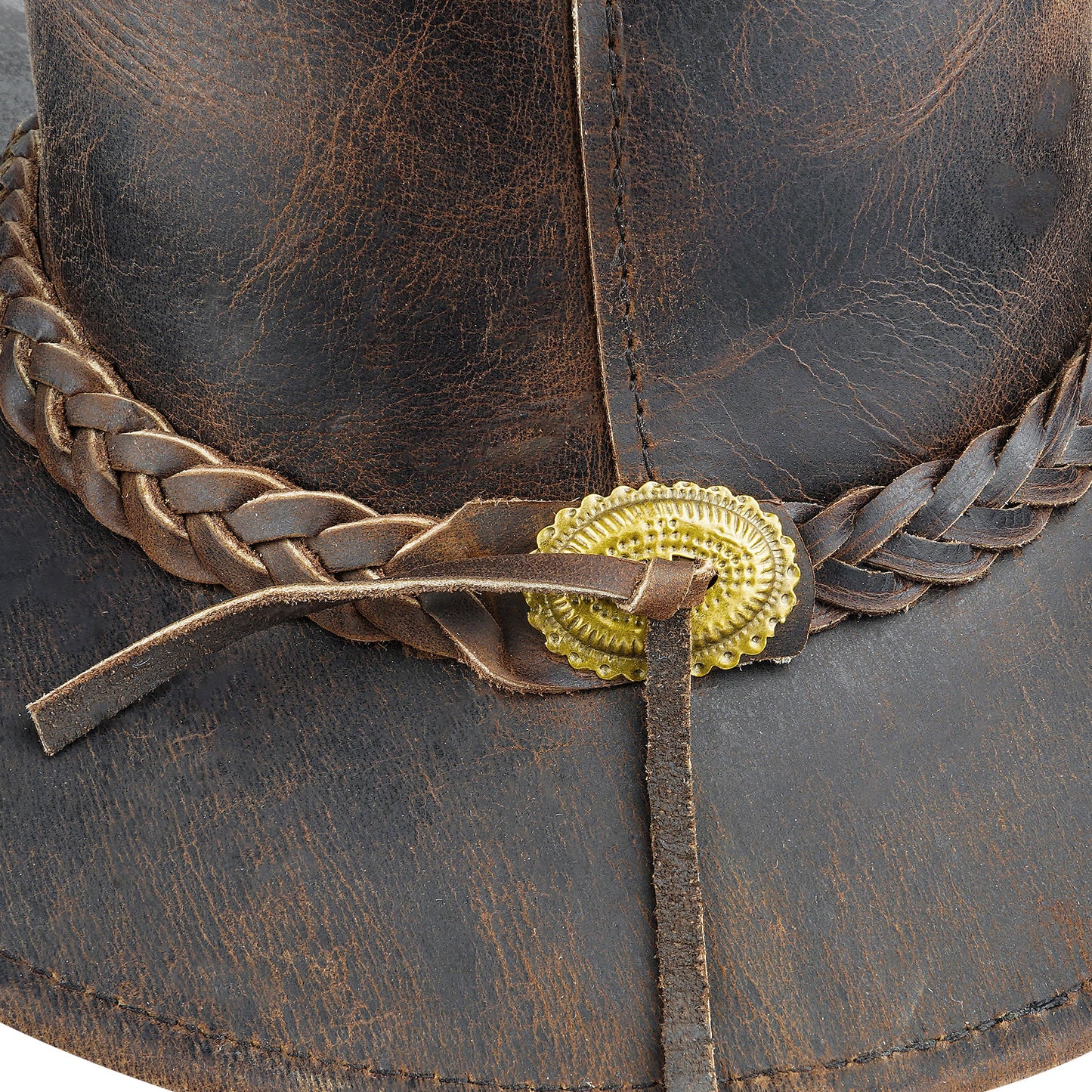 Black Western Leather Outback Cowboy Hat: Unisex, Size: Medium
