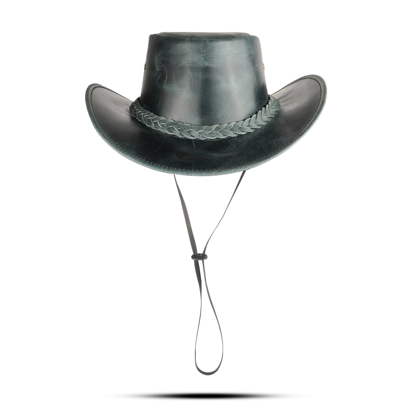 Black Western Leather Outback Cowboy Hat: Unisex, Size: XXL