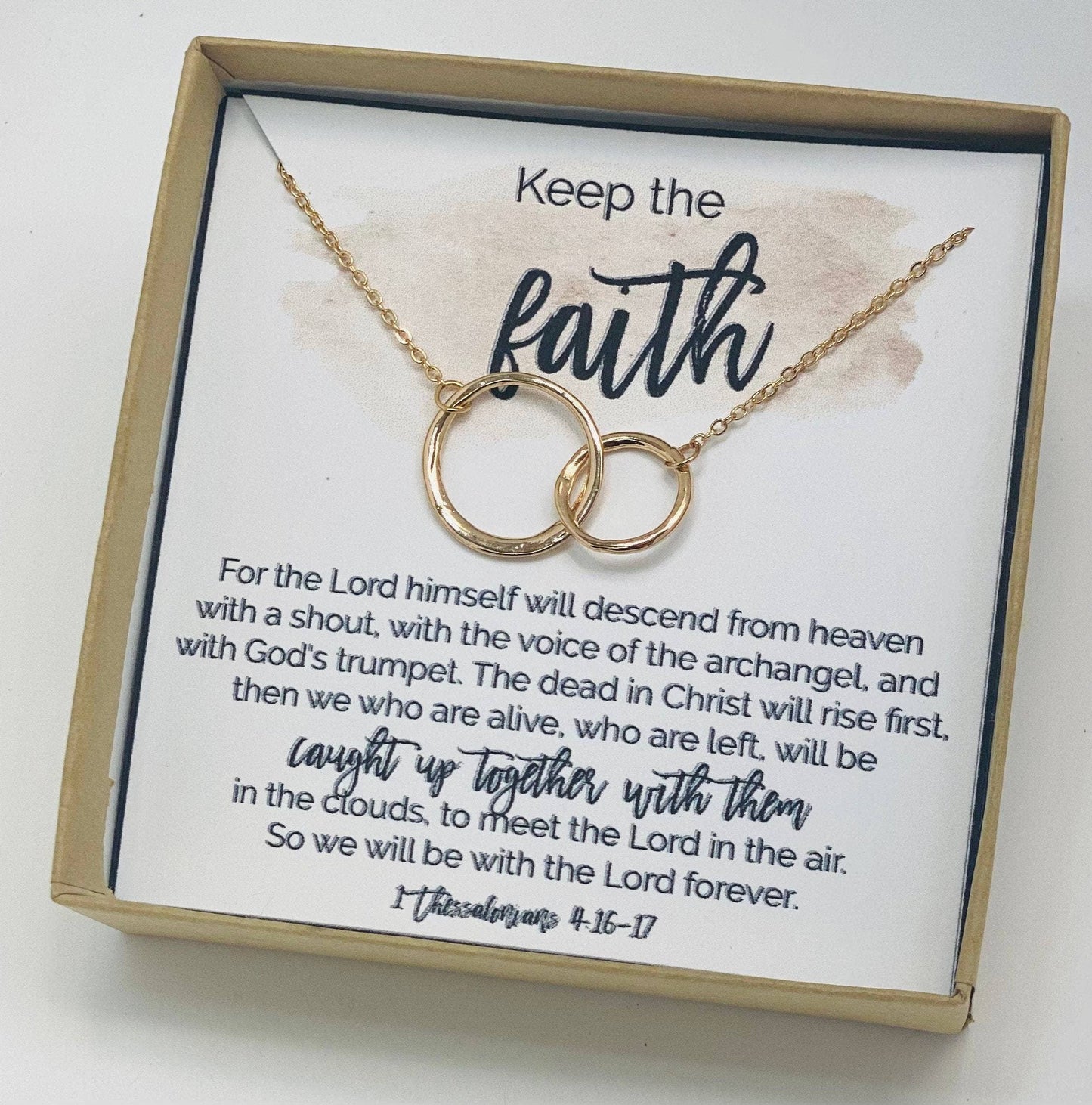 Keep the faith, Circle necklace, Christian card: Silver/Necklace & Card Only