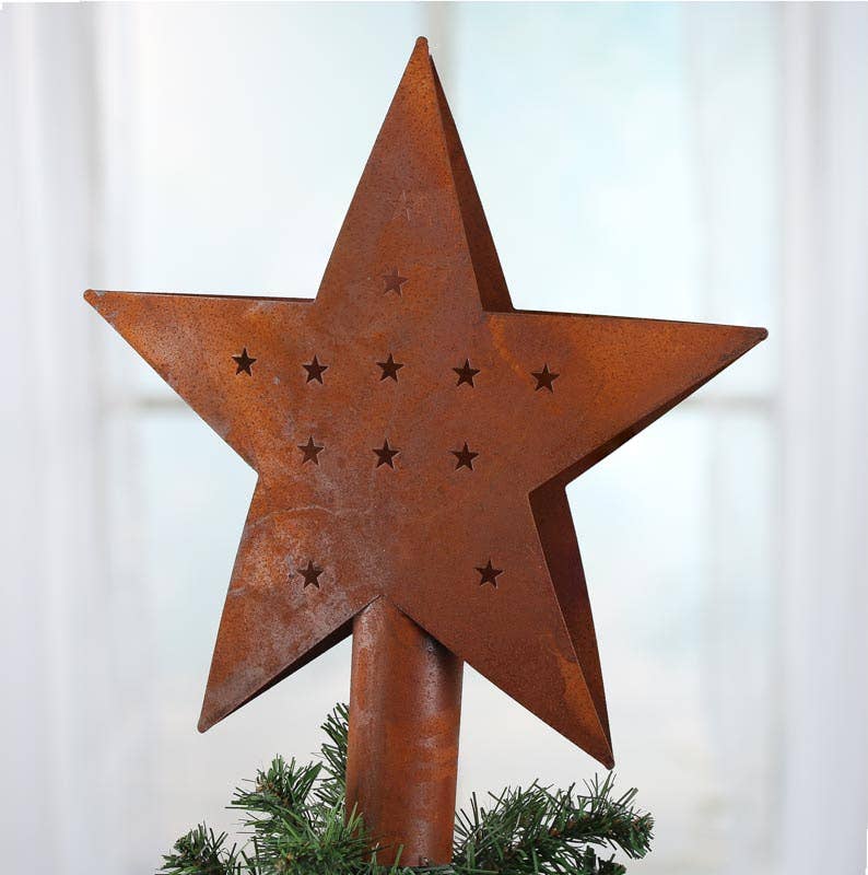 12-1/4" Primitive Rusty Tin Tree Topper