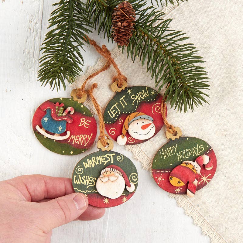 Rustic and Whimsical Wood Christmas Ornament w/ Jute Hanger