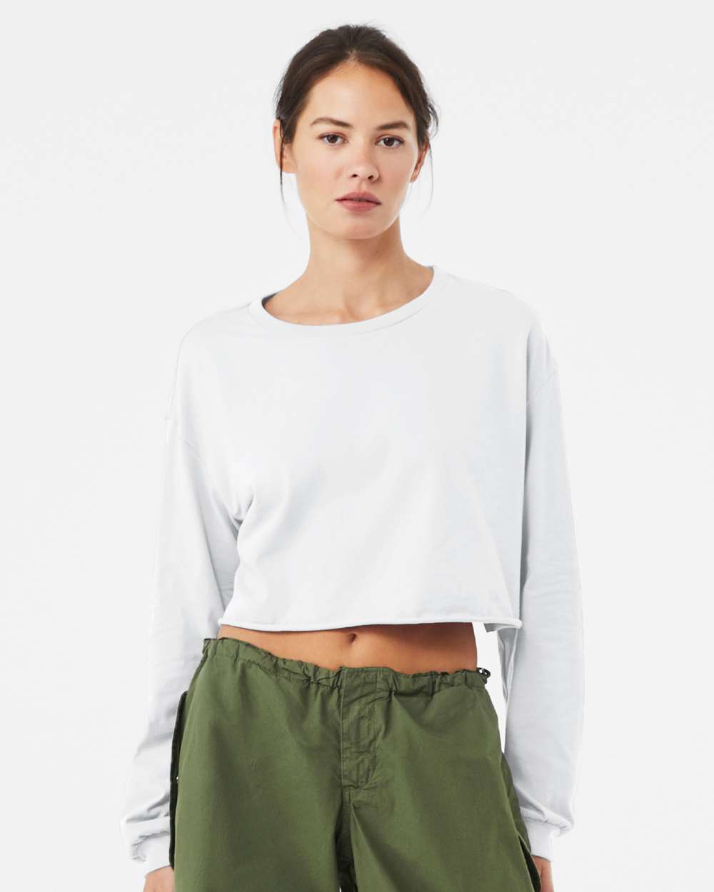 Women's Fashion Crop Long Sleeve - White