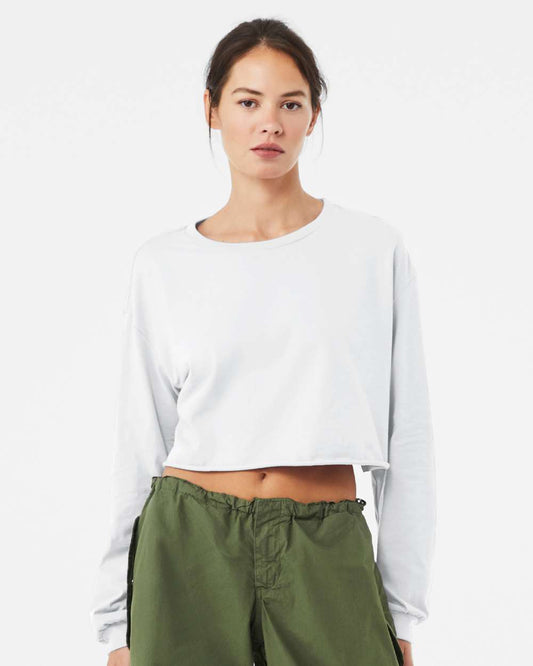 Women's Fashion Crop Long Sleeve - White