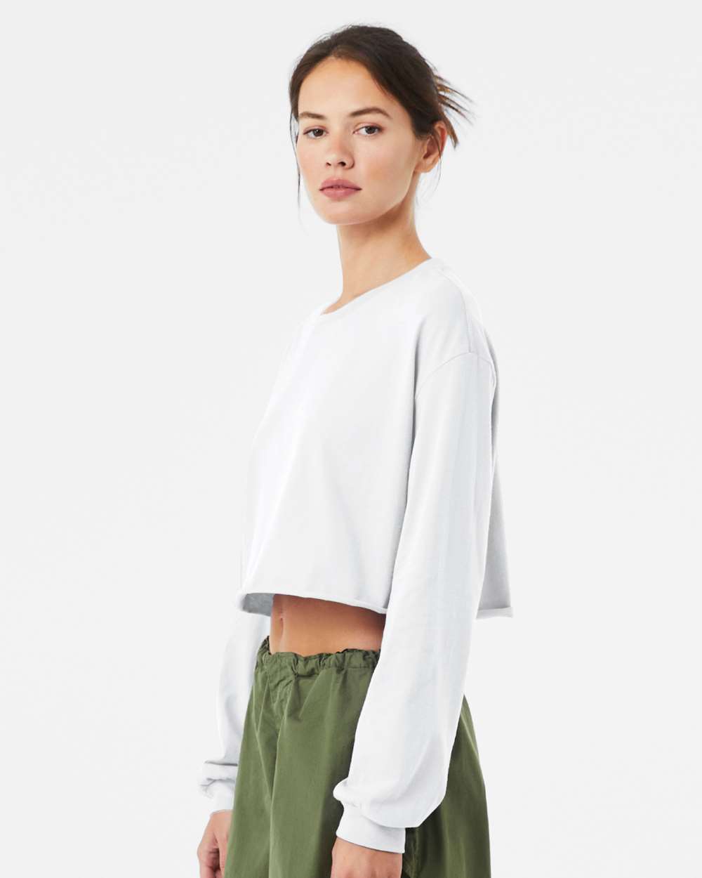 Women's Fashion Crop Long Sleeve - White