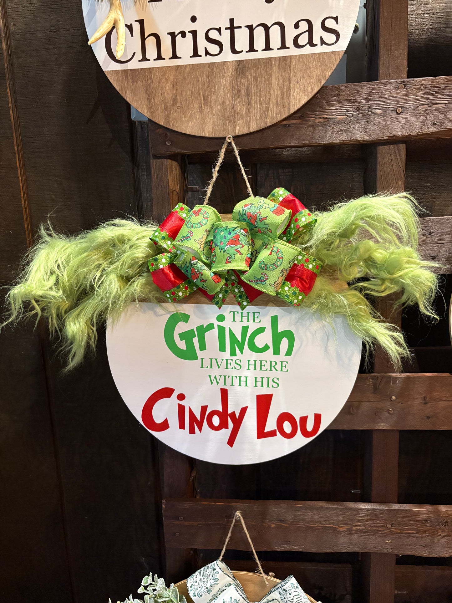 Festive Rustic Circular Wooden Front Door Signs