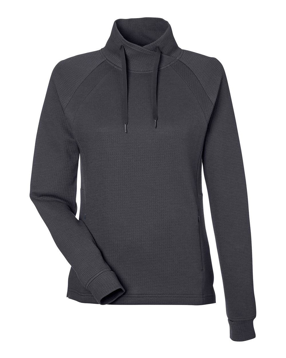 Women's Rhythm Waffle Cross-Neck Pullover - Carbon Gray