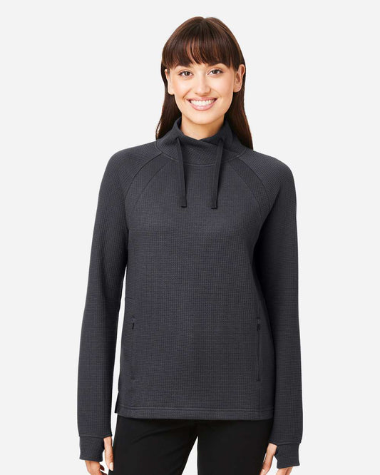 Women's Rhythm Waffle Cross-Neck Pullover - Carbon Gray