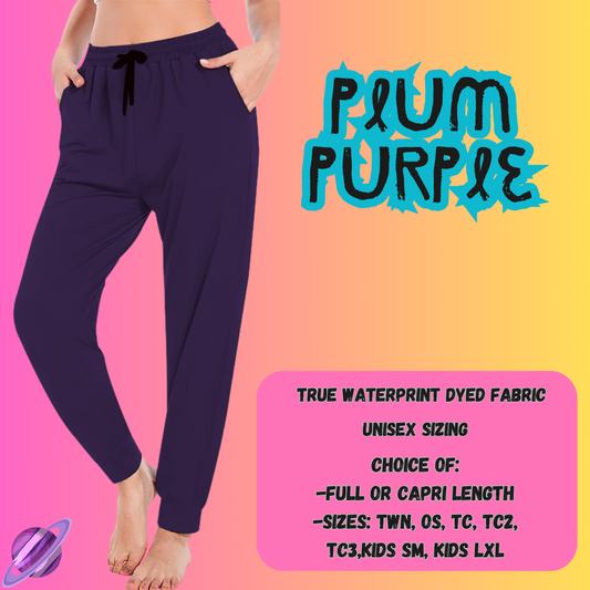 SOLID PLUM PURPLE- SOLID RUN - JOGGER /CAPRI PREORDER CLOSING 8/16