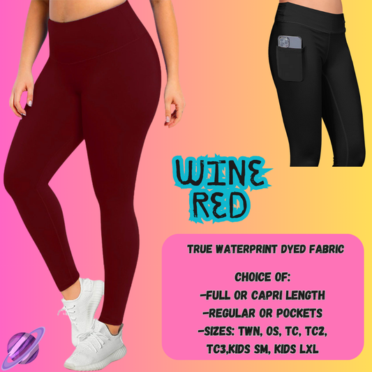 SOLID WINE RED- SOLIDS RUN - LEGGING/CAPRI PREORDER CLOSING 8/16